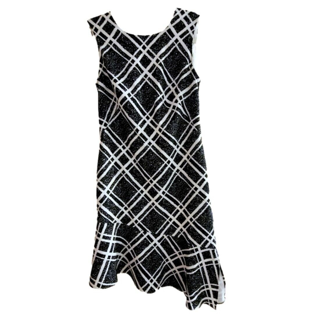 EUC White House Black Market Geometric Pattern Sleeveless Sh Dress Sz 00 - Picture 2 of 5